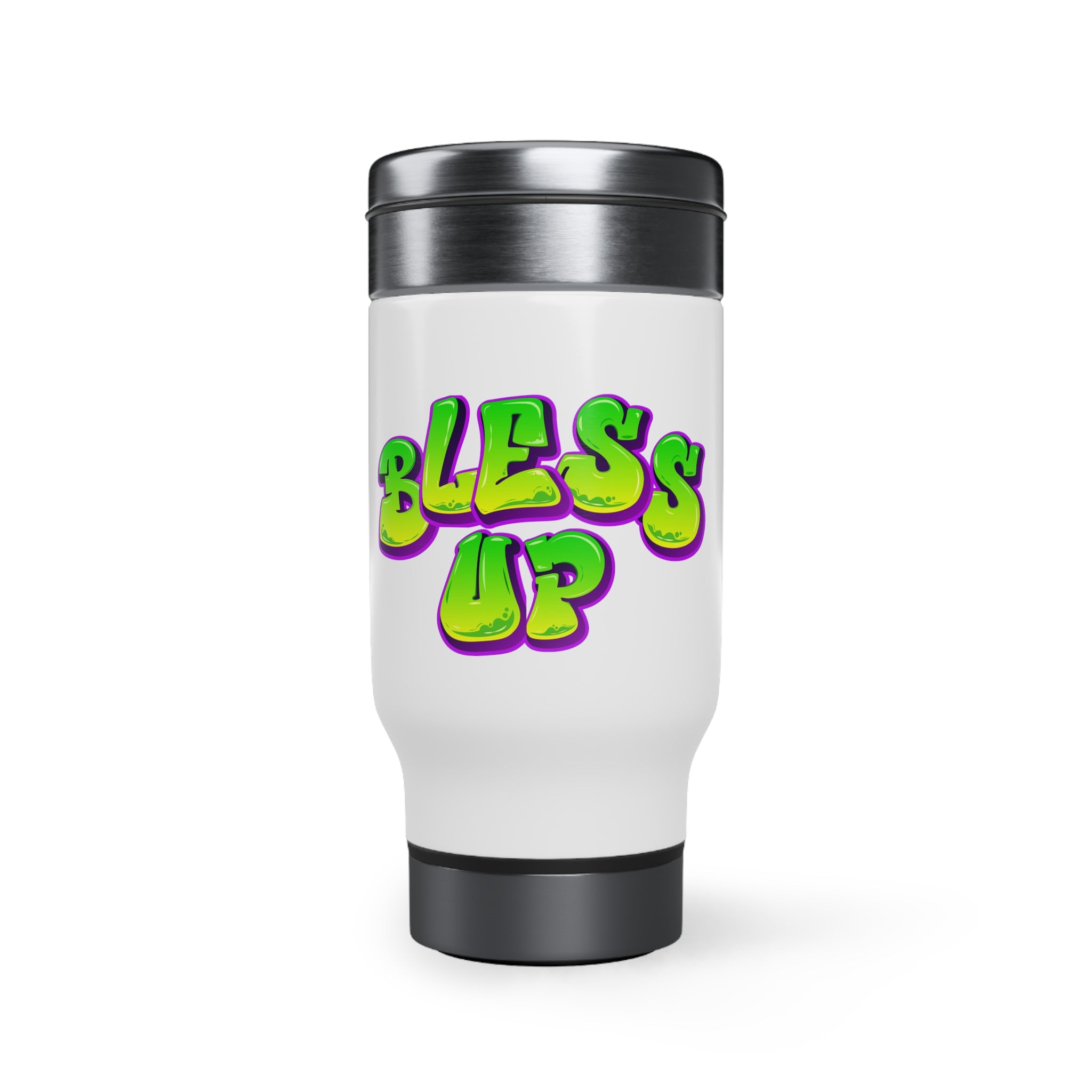 Bless Up Stainless Steel Travel Mug with Handle, 14oz