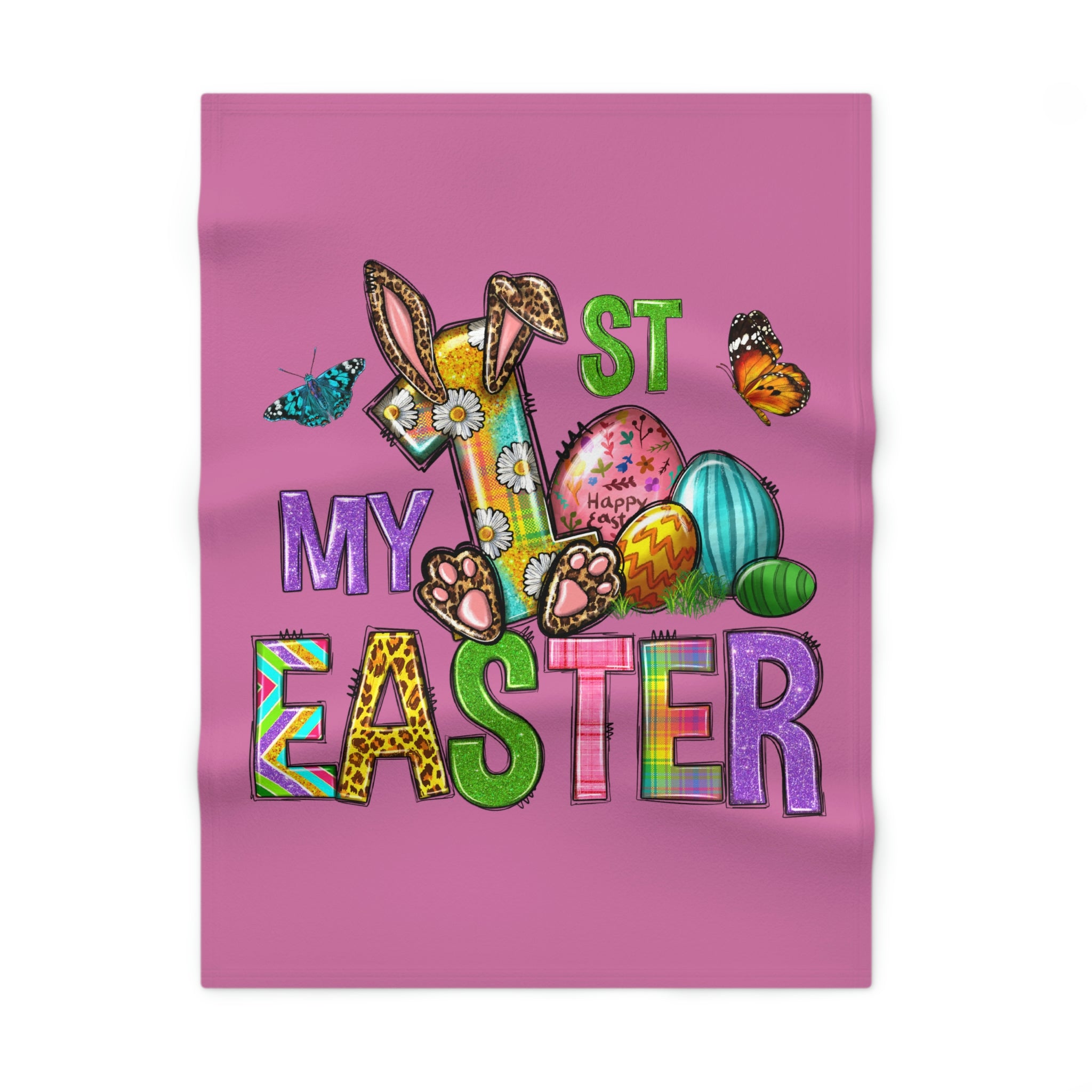 For Girls 1st Easter Soft Fleece Baby Blanket