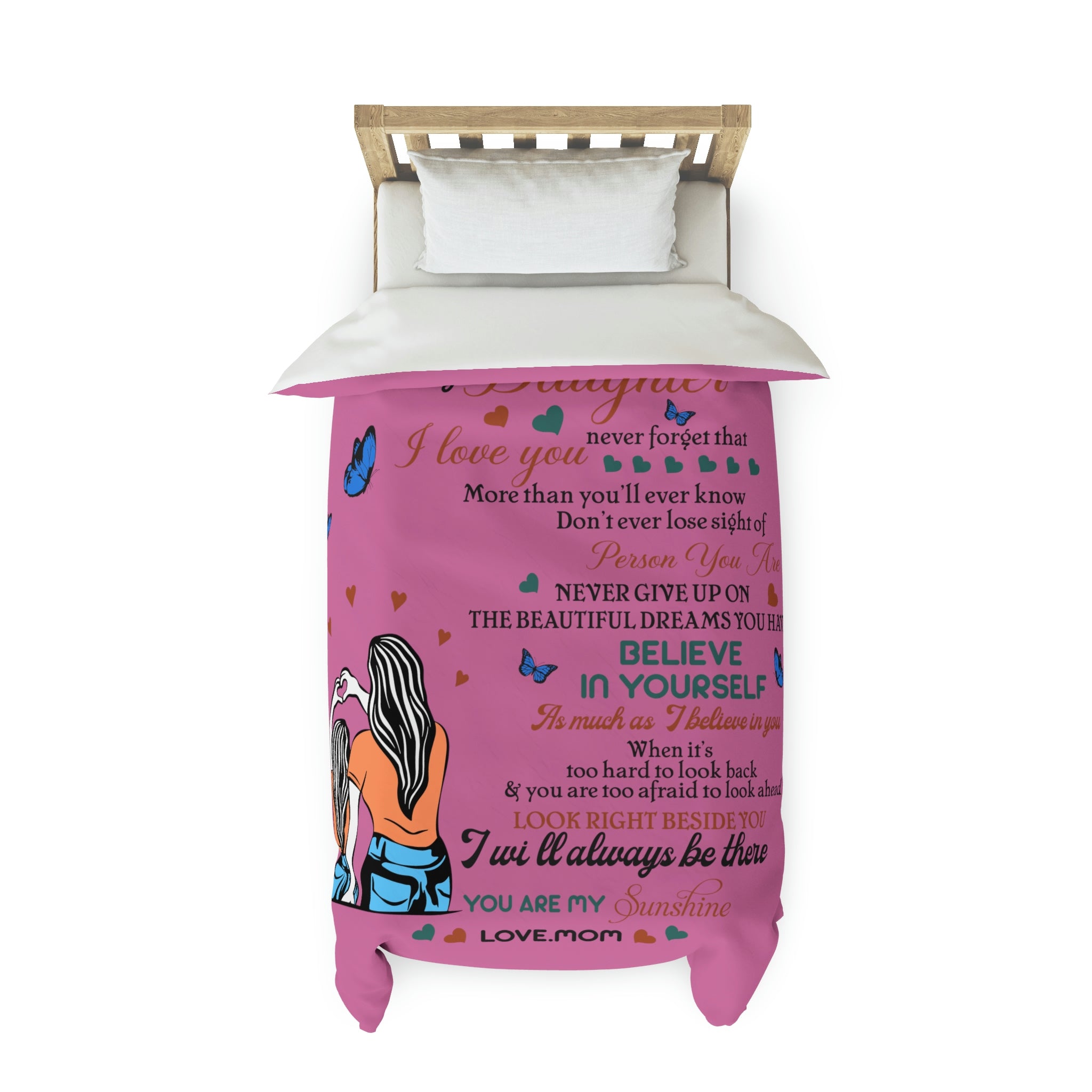 To My Daughter Love Mom Duvet Cover Blanket