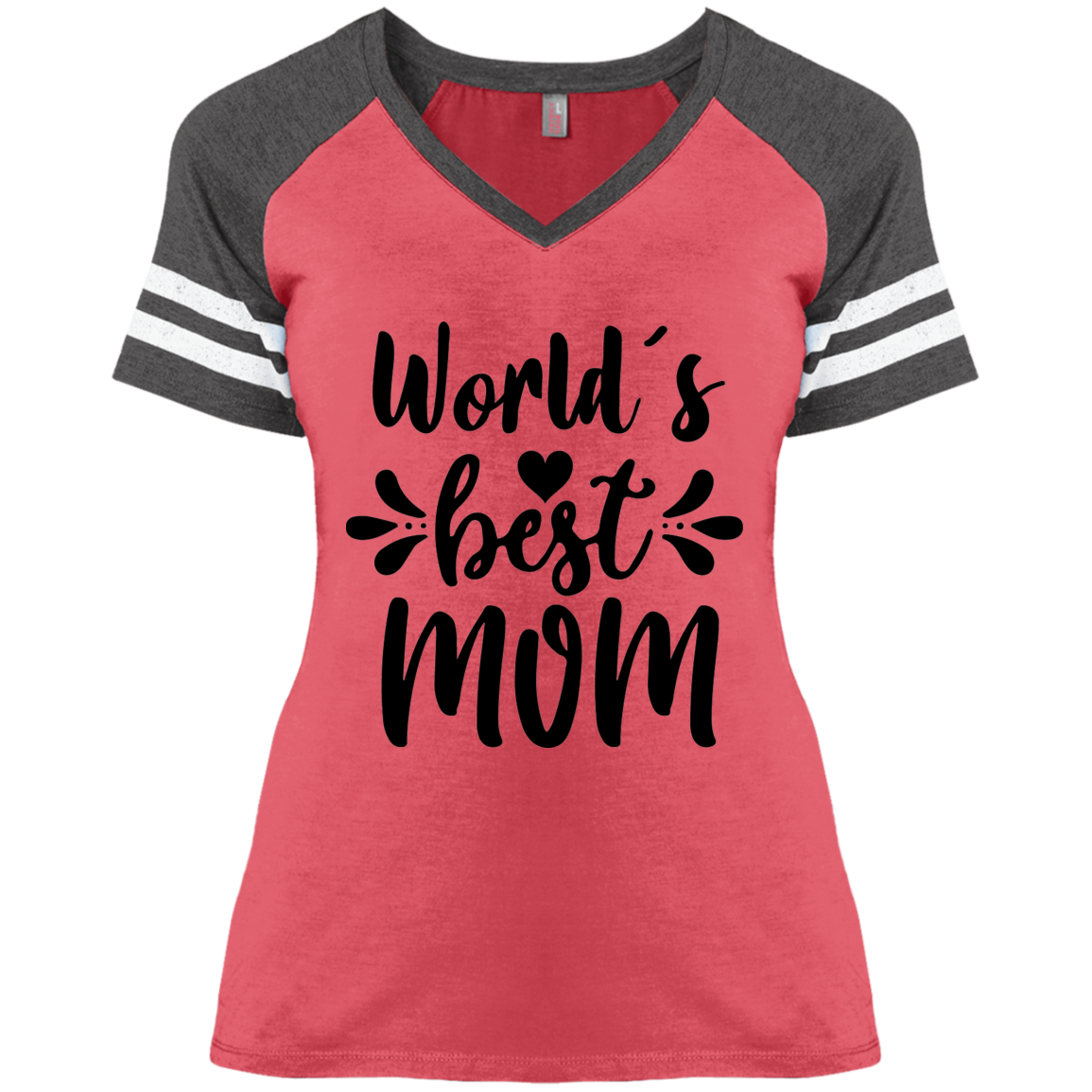 World's Best Mom DM476 Ladies' Game V-Neck T-Shirt