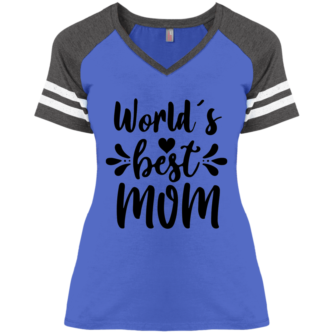 World's Best Mom DM476 Ladies' Game V-Neck T-Shirt