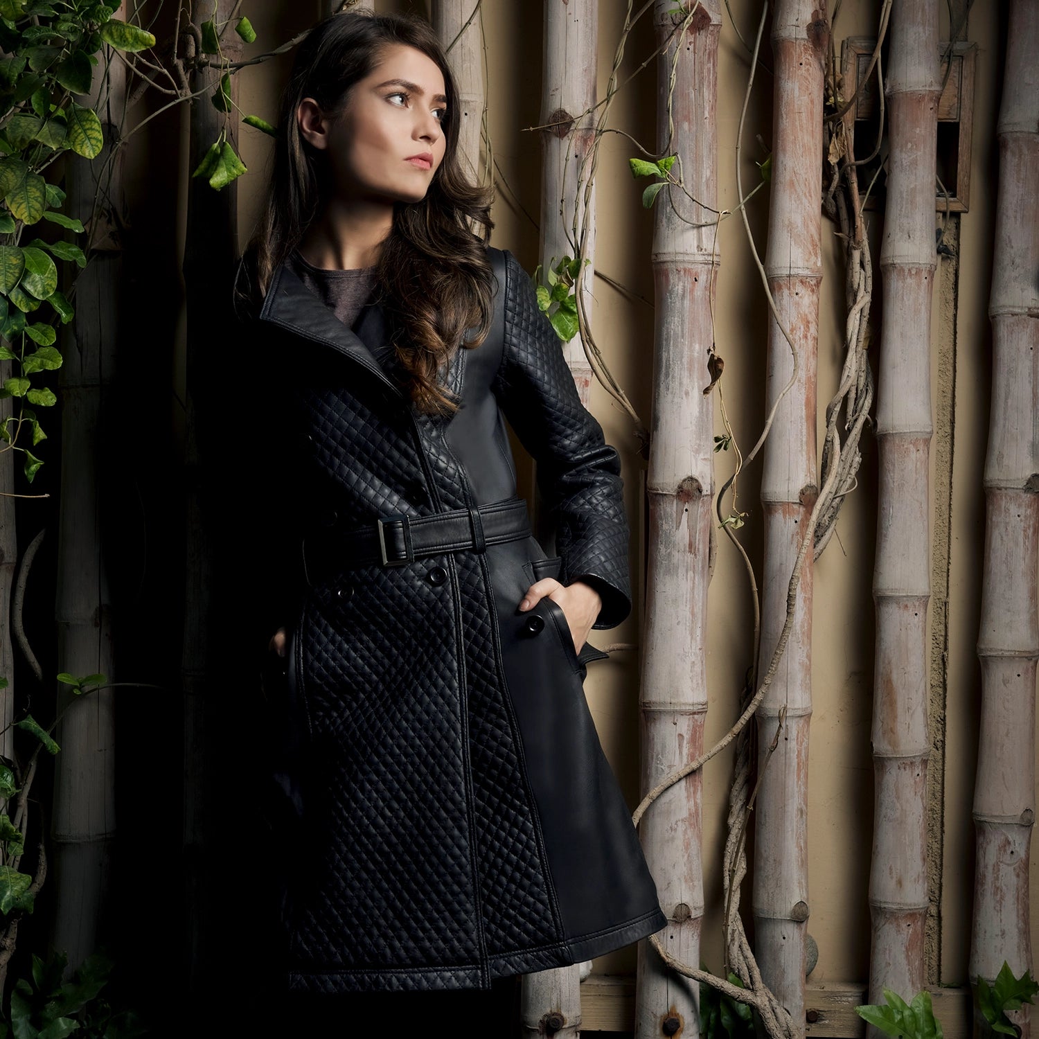 Sweet Susan Black Leather Trench Coat