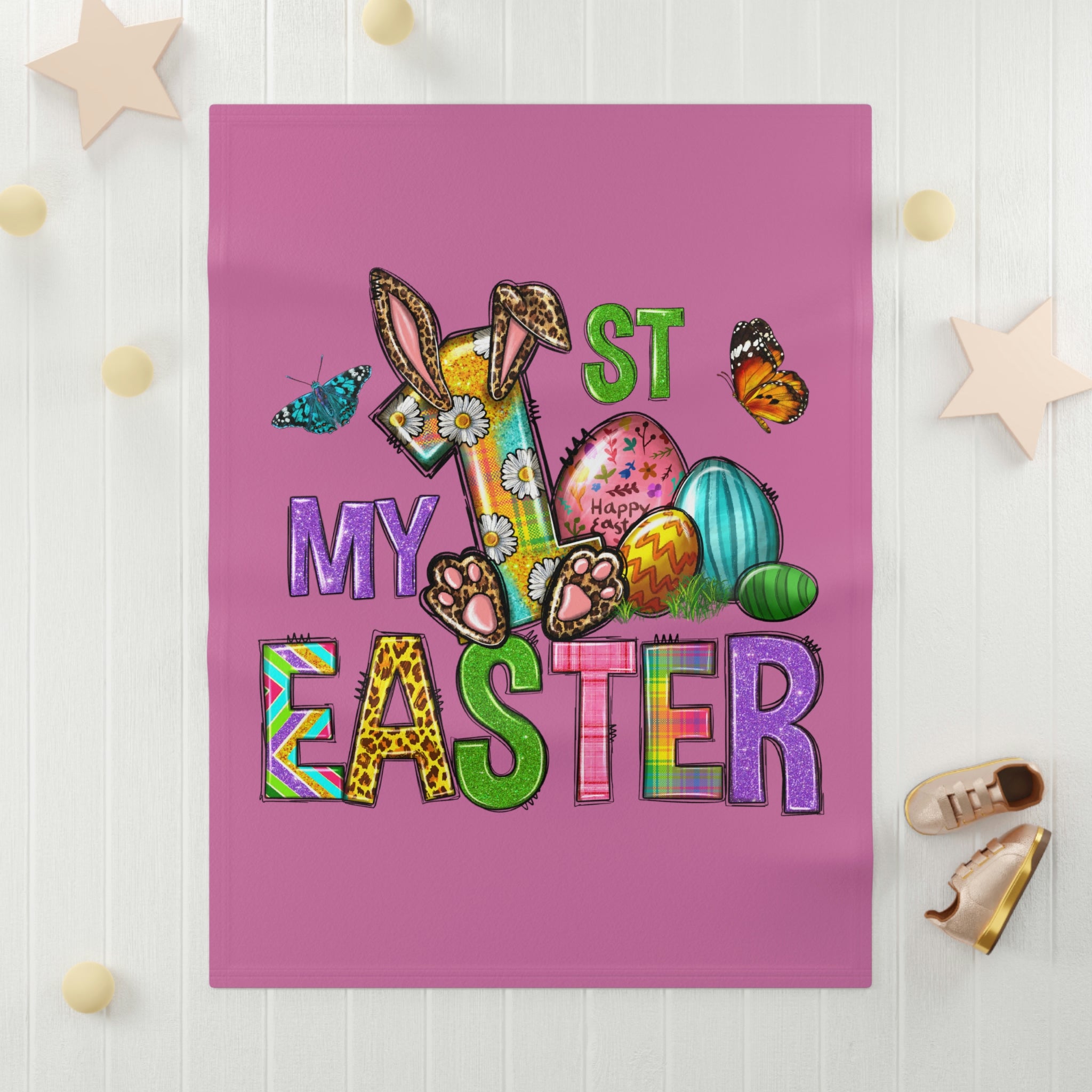 For Girls 1st Easter Soft Fleece Baby Blanket