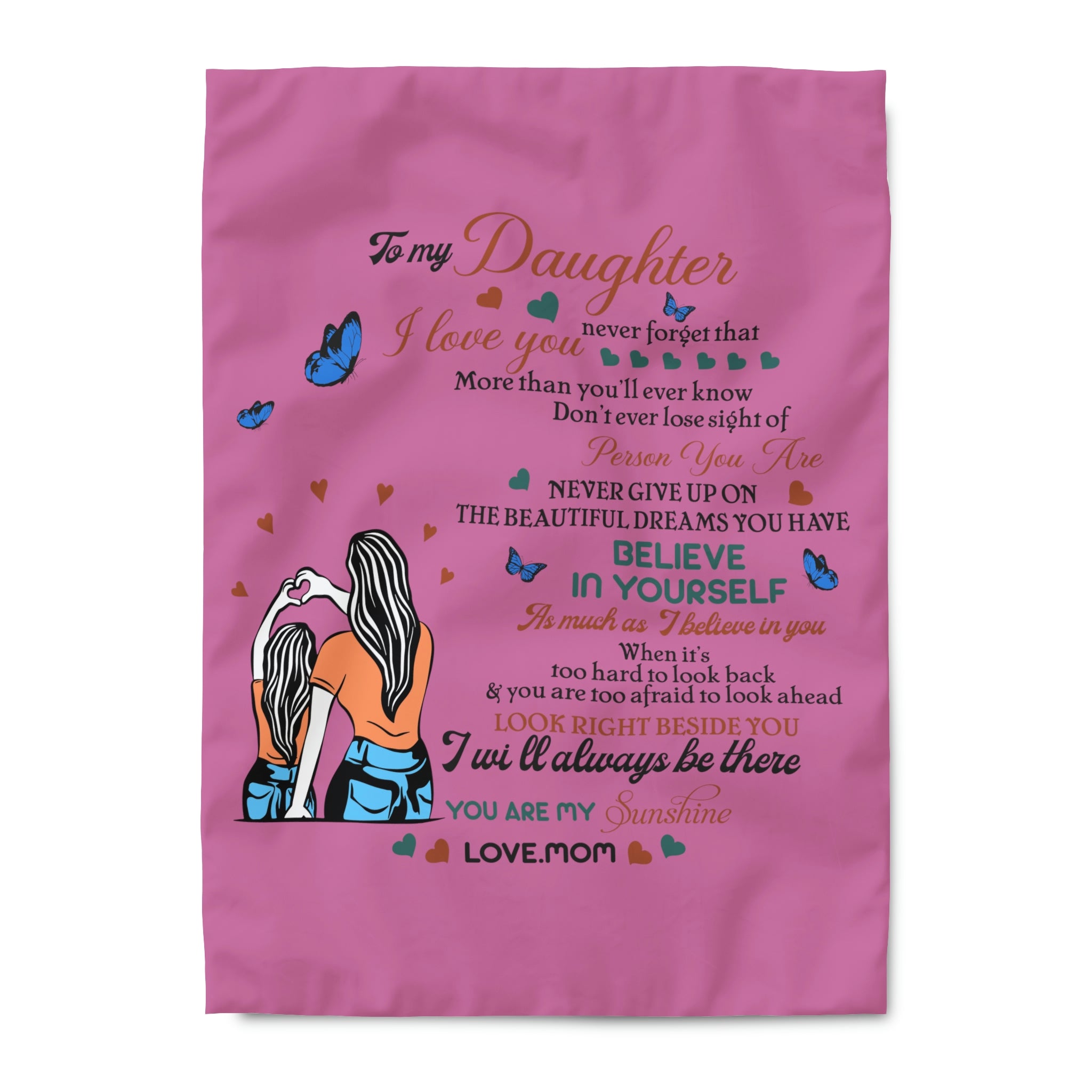 To My Daughter Love Mom Duvet Cover Blanket