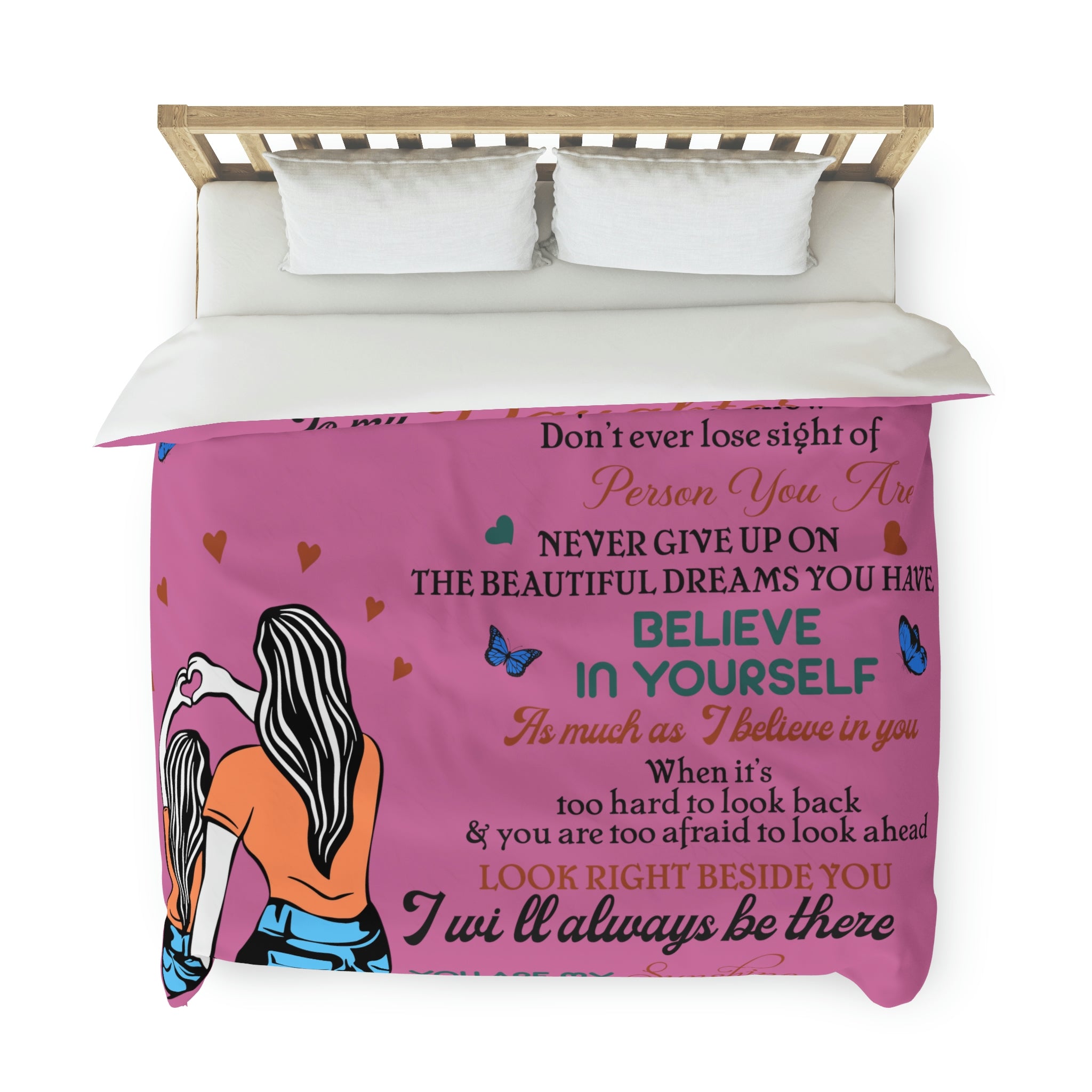 To My Daughter Love Mom Duvet Cover Blanket