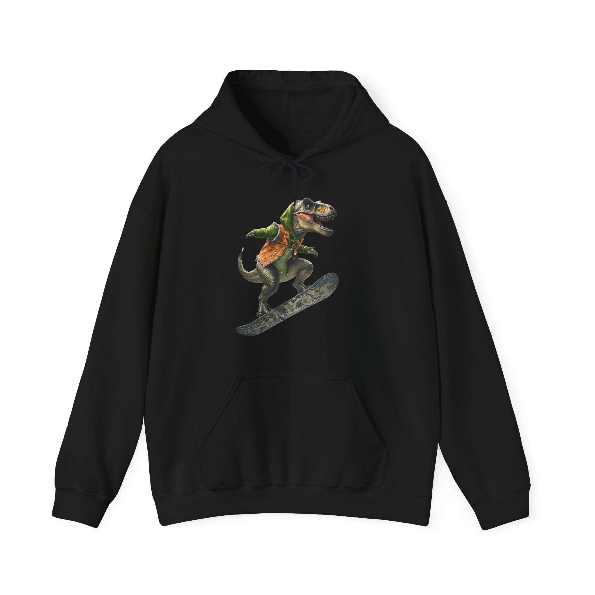 Retro Dinosaur Snowboarding Hoodie - Fun Unisex Sweatshirt for Winter Adventures