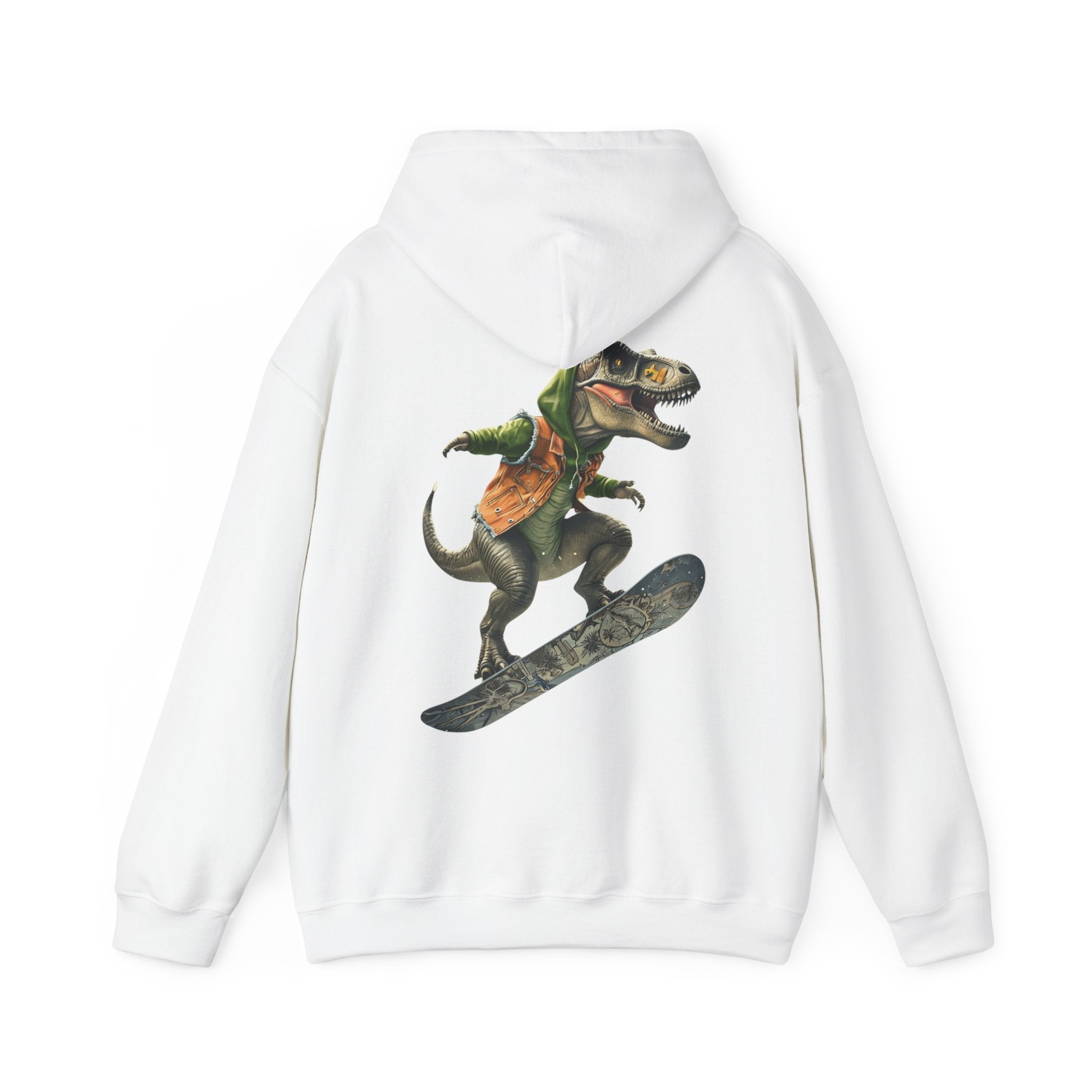 Retro Dinosaur Snowboarding Hoodie - Fun Unisex Sweatshirt for Winter Adventures