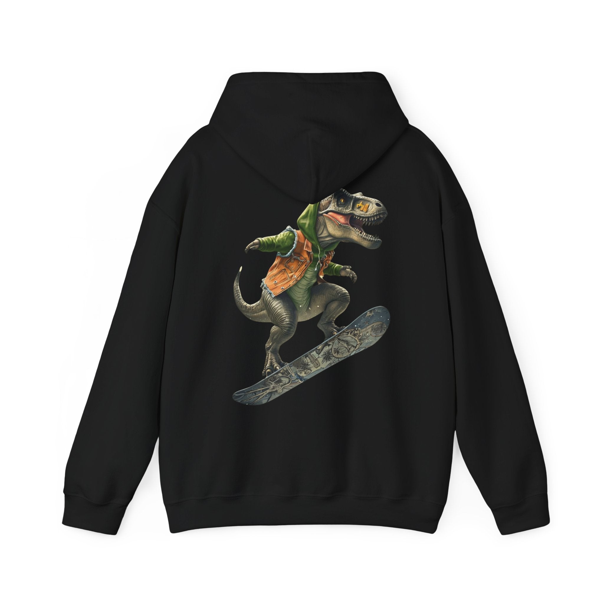 Retro Dinosaur Snowboarding Hoodie - Fun Unisex Sweatshirt for Winter Adventures