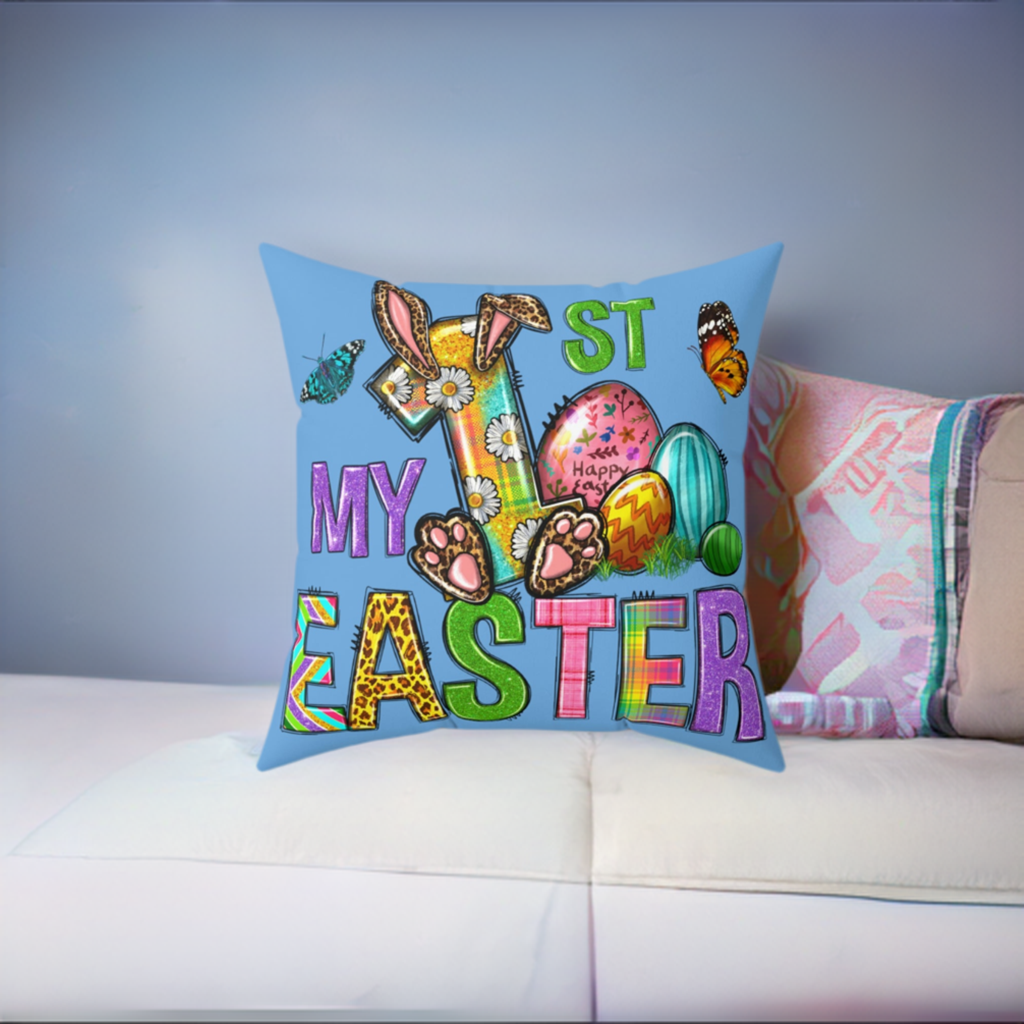 1st Easter Spun Polyester Square Pillow