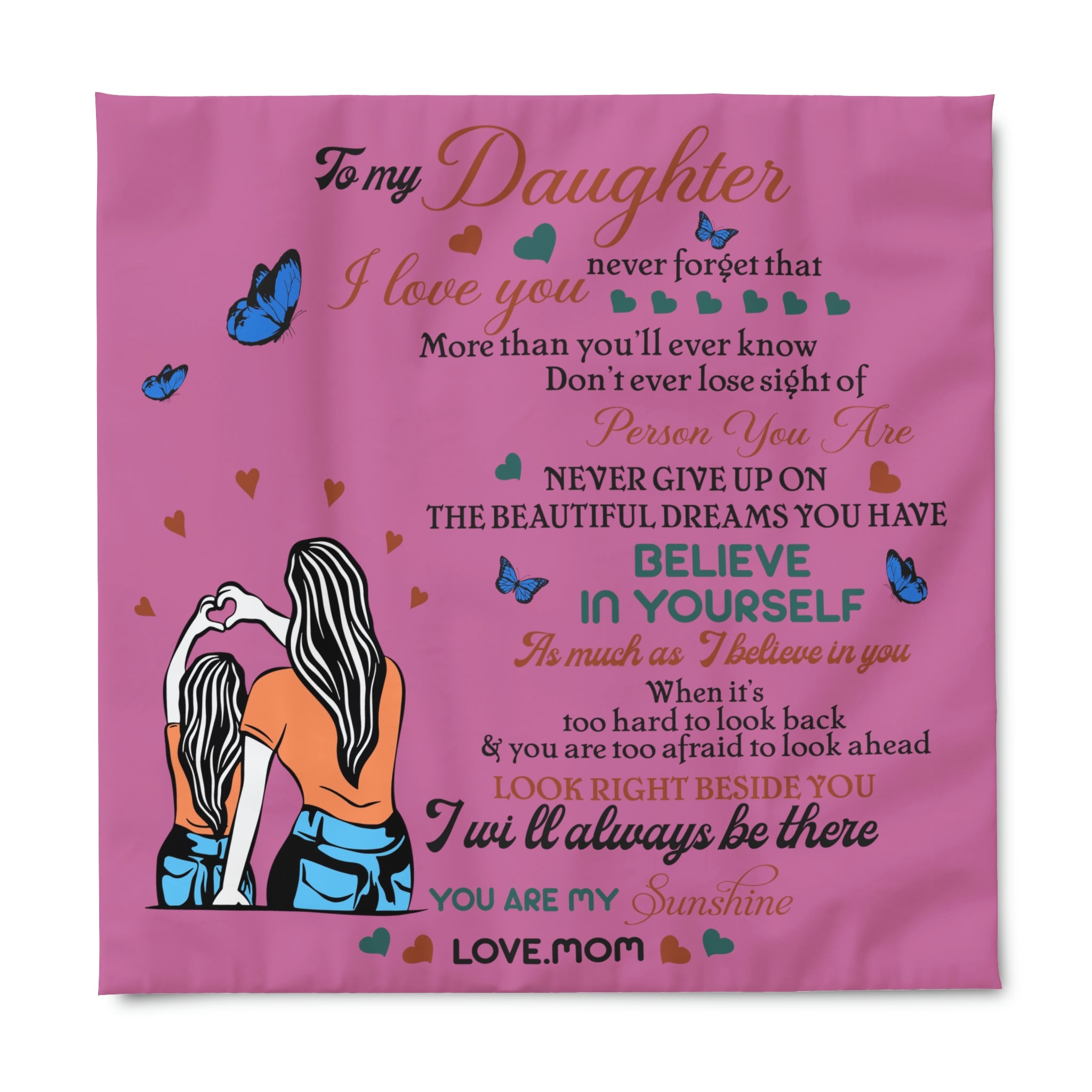 To My Daughter Love Mom Duvet Cover Blanket