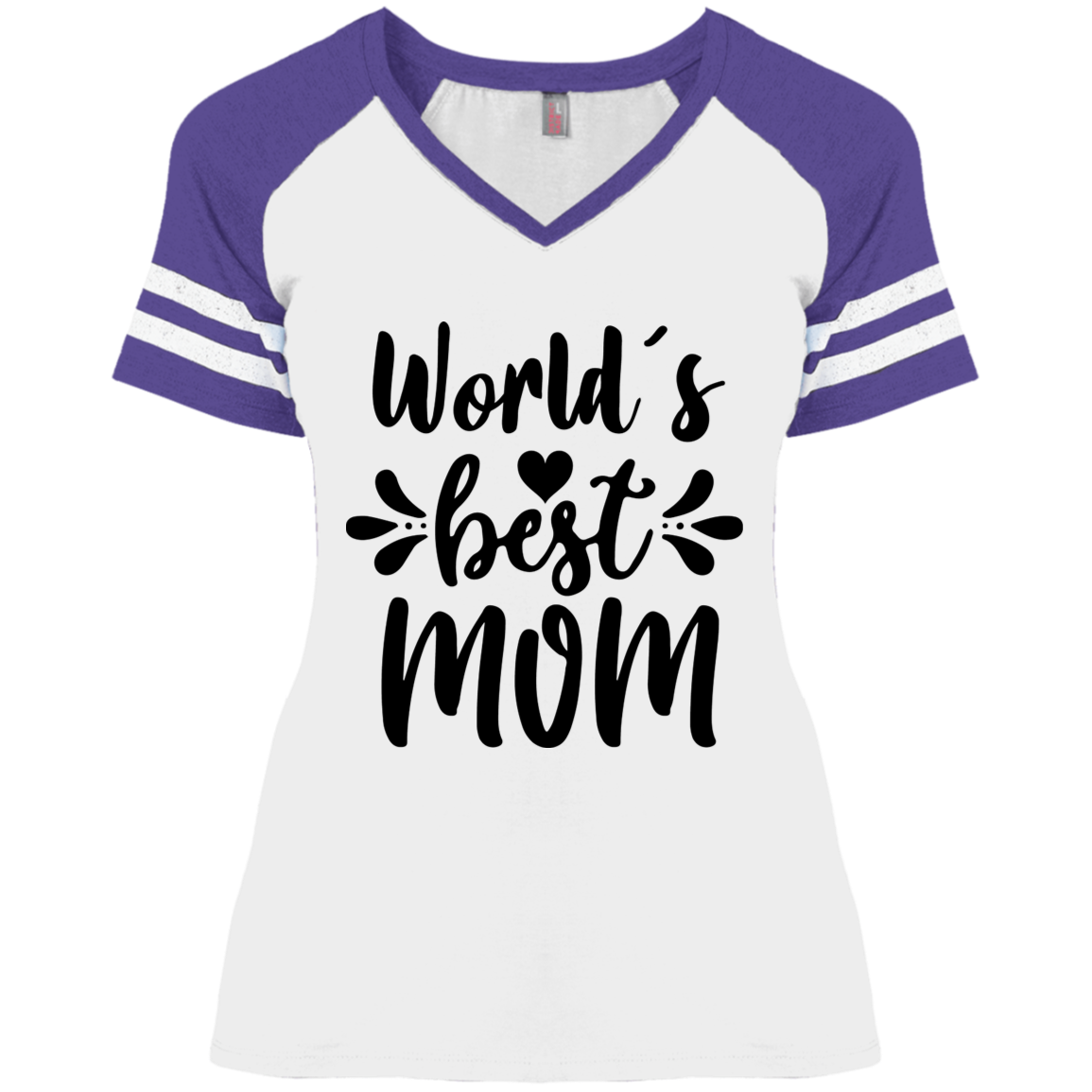 World's Best Mom DM476 Ladies' Game V-Neck T-Shirt