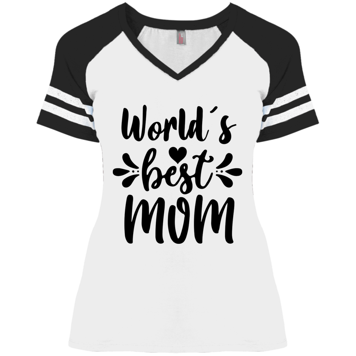 World's Best Mom DM476 Ladies' Game V-Neck T-Shirt