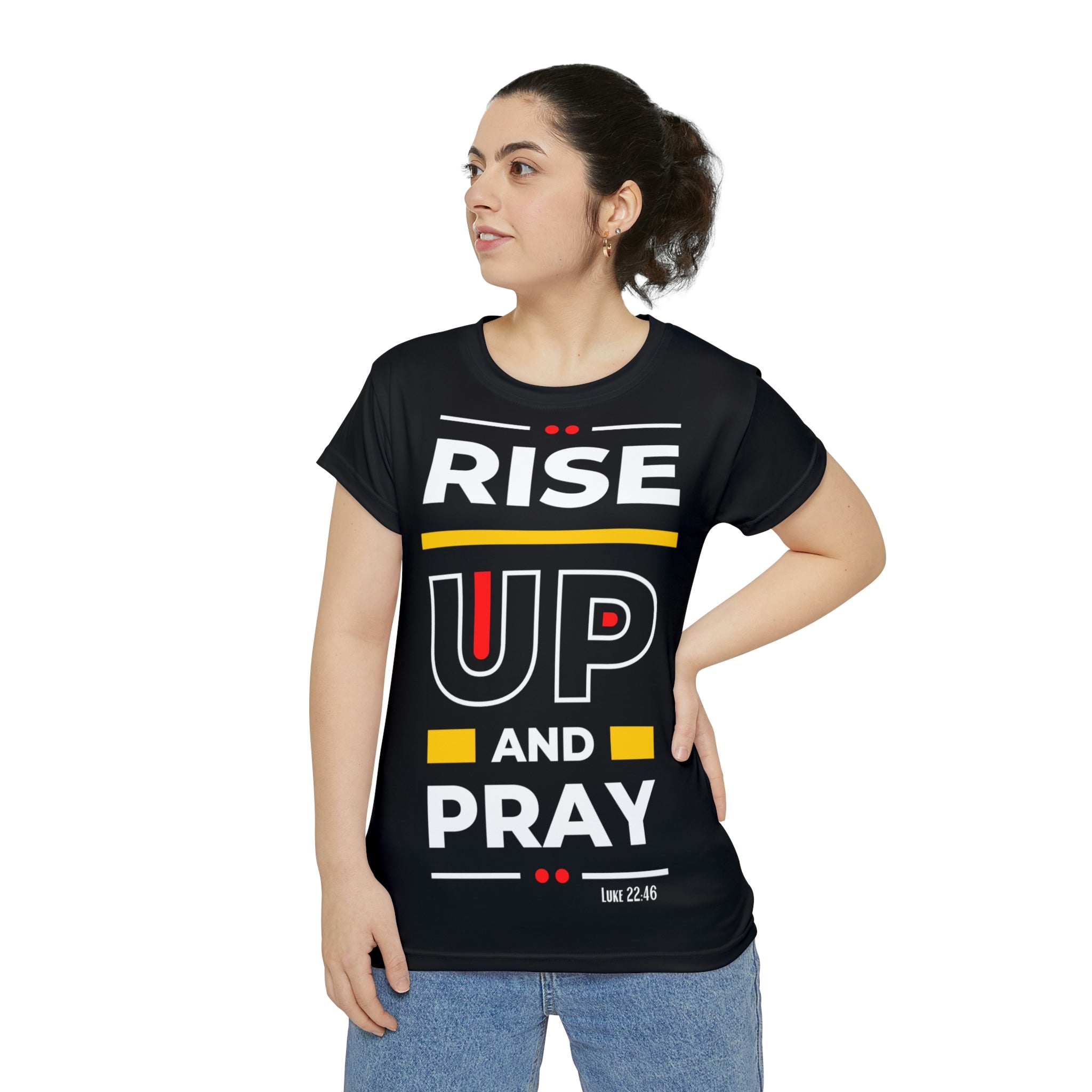 Rise Up and Pray Women's Short Sleeve Shirt (AOP)